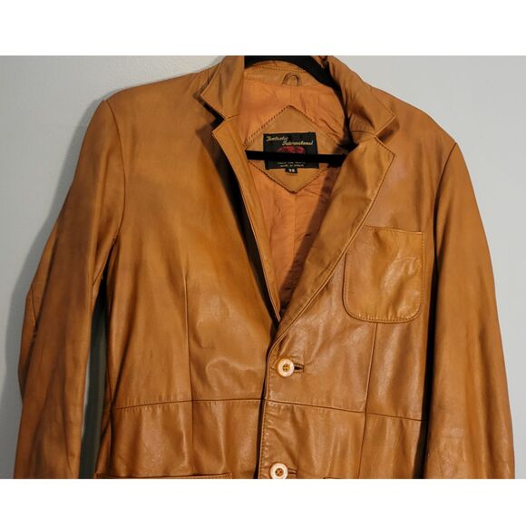 Vintage 70/80s Fantastic Intl Brown Leather Blazer Jacket Size 36 Korea RN46596 - Picture 7 of 15
